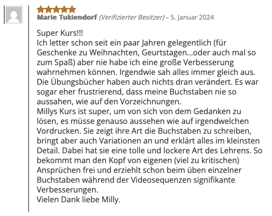 Bewertung des Online Kurs Monoline Script